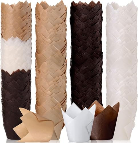 JMIATRY 450 Stück Muffinförmchen Papier Tulpenform, Muffinförmchen Tulpe, Cupcake Papierförmchen Tulpe, Muffin Papierförmchen Tulpe für Hochzeit, Geburtstag, Party