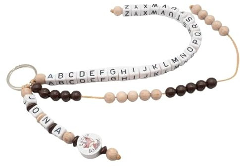Rechenkette mit Namen ABC Mädchen Junge FUCHS Endlich Schulkind Geschenk Einschulung Schlüsselanhänger personalisiert Anhänger Ranzen Schultüte braun Holz