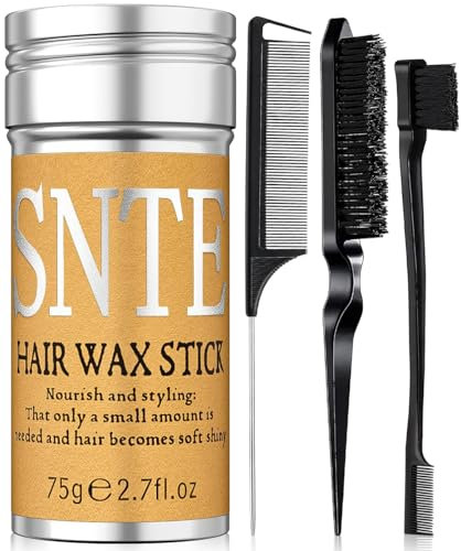 Set de cepillos para el pelo: Cera para el pelo, cepillo de bordes, peine de cola de rata, cepillo de cerdas, accesorios para moños, cepillo alisador para mujeres y niños