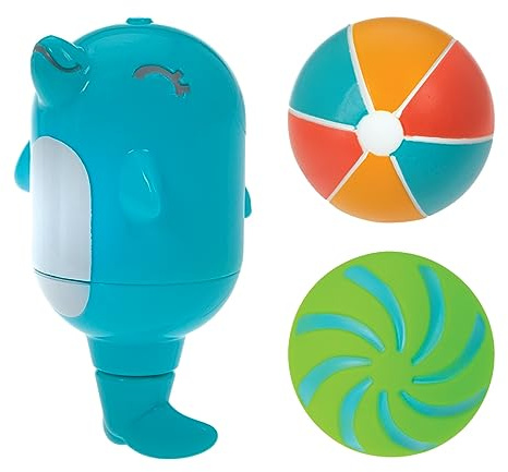 Nuby Dolphin Soaker & Squirters Baby Bath Toy, Easy to Hold, 10M+ | Fun Dolphin Soaker with Squirting Characters, Easy for Little Hands to Hold, Encourages Imaginative Play at Bathtime