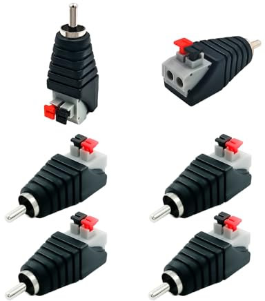 BRIEFCEC RCA Cinch zu Lautsprecher Kabeladapter Subwoofer Lautsprecher Phono Cinch-Stecker zu AV Video Audio Federpresse Typ Balun für CCTV(6 Stk )