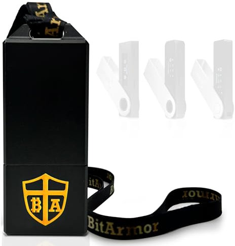 BitArmor Case - Protective Case for Ledger Nano X, S, S Plus | Water, Fire & Shock Resistant Hardware Crypto Currency Cold Storage Wallet Bitcoin Ethereum Holder | USB Drive, Yubikey (Black)