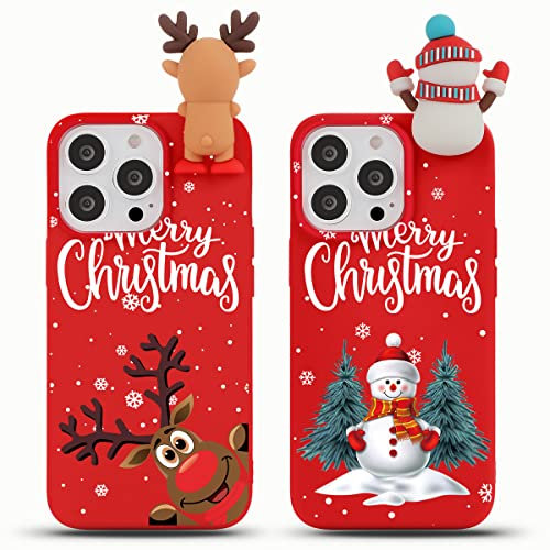Yoedge 2 Stück Handyhülle für iPhone 15 Plus Hülle 6,7, 3D Karikatur Puppe Silikon TPU Weihnachten Schutzhülle mit Süß Muster Design, Stoßfest Kratzfest Bumper Christmas Casefür iPhone 15 Plus, 01