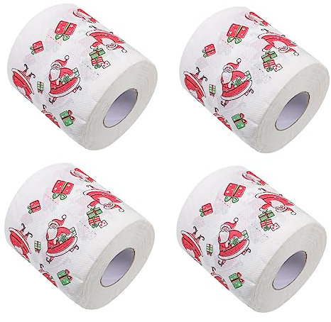 LALAFINA 8 Rollen Weihnachts-toilettenpapier Festliche Papierserviette Weihnachtsmann Toilettenpapier Weihnachtsmusterpapier Urlaub Toilettenpapier Küchenpapier Gesicht Drucken Partybedarf