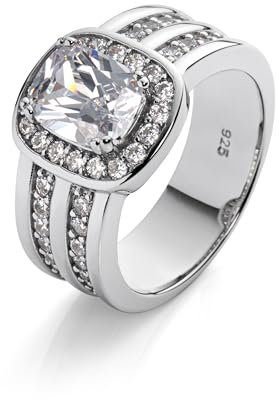 Eleganter Damen Ring aus 925 Sterling Silber mit Zirkonia Stein in edler Geschenkbox Venedig (56)