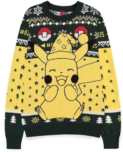 DIFUZED Pull de Noël Pikachu Pokemon, Multicolore, Taille Unique Mixte