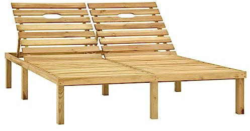 Doppel-Sonnenliege,Liegestühle für den Garten,Liege aus Holz,Relaxliege,Freizeitstuhl für draußen,Terrassen-Freizeitstuhl,Strandliege,Gartenmöbel,Geeignet für 2 Personen,Grün Imprägniertes Kiefernholz
