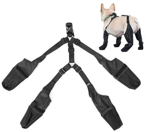 PEKMAR Hundestiefel mit Hosenträgern, verstellbare wasserdichte Hundestiefel, Hundepfotenschutz mit Hilfsgurt, rutschfeste Schuhe für Hunde, für Spaziergänge im Freien an Winterregen- und Schneetagen