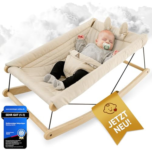 Wolkenlicht® Babywippe Neugeborene - sicher komfortabel & nachhaltig - Babyschaukel Babywiege Baby Bouncer Wippe Baby swing to sleep - Echtholz