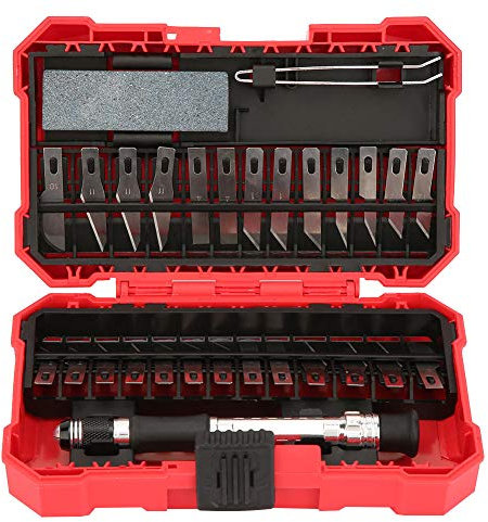 Präzises DIY Schneidemesserset 29-teilig mit Metall Carving Messer Gravurwerkzeug, Metallschneider Präzisionsmesser Set für verschiedene Schneidearbeiten