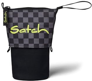 satch Pencil Slider extra groß inkl. Trennfach Reißverschlussfach Stiftehalter Geodreieck Sichtfenster für Stundenplan Dark Skate - Schwarz