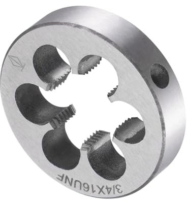 CoCud Terraja de Reparación de Rosca Redonda Terraja 3/4-16 Unf de 45 mm OD Herramienta de Roscado de Tubos Cilíndricos de Acero de Aleación con 6 Orificios para Virutas