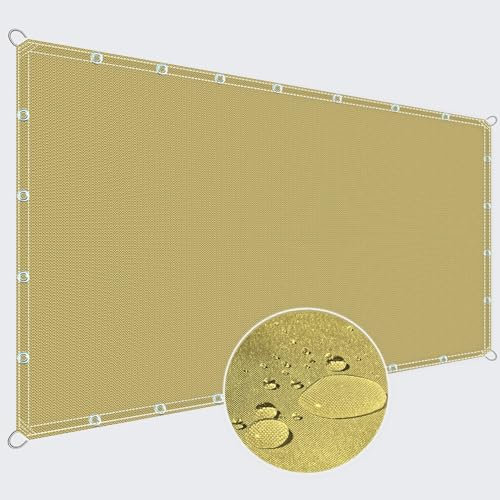 ZQXFZ Sonnenschirm Segel Sonnenschutz Netz 2x5m TerrassenüBerdachung Sonnensegel Wasserdicht Rechteckig sichtschutz terrassentür -Sandgelb.