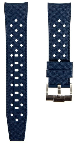 Strapseeker Bracelet de montre en caoutchouc silicone de qualité supérieure avec extrémités incurvées, compatible avec Blancpain X Swatch Fifty Fathoms – 22 mm – Bracelet de montre de rechange incurvé