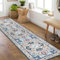 Falflor Tapis de couloir vintage antidérapant pour couloir, cuisine, chambre à coucher, entrée - 65 x 240 cm - Bleu