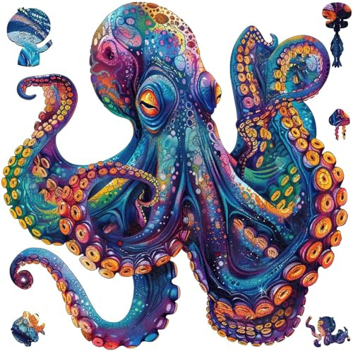 Qiuenisray Wooden Puzzles for Adults, Octopus Ocean Jigsaw Puzzle 200 Piece