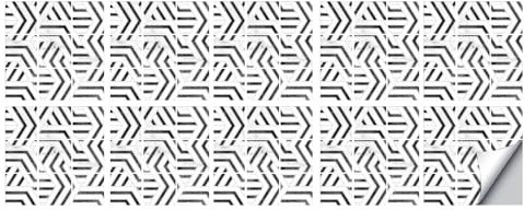Pegatinas De Azulejos Líneas Blancas - Negras Resistente Al Agua Pegatinas De Azulejos De Pared,Pared Cocina,Calcomanía De Pared Pegatina De Pvc Para Decor Azulejos Muebles Baño10X10Cm