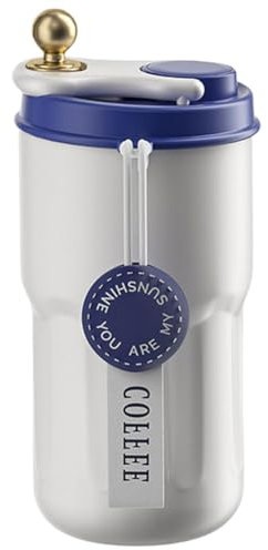 Kexpery Taza de café aislada, portátil, botella aislada inteligente de acero inoxidable 316, botella de agua inteligente aislada para camping, regalos para bebidas frías y calientes (420 ml, azul)