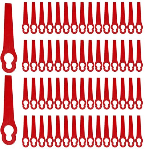 FUIPVGI 60 Pcs Lames de Rechange en Plastique, Rouge Lame Coupe Bordure Tondeuse à Gazon, Lame Plastique Coupe Bordure, Lames de Rechange pour Coupe Bordure sans Fil, pour Jardin Pelouse (60 pièces)