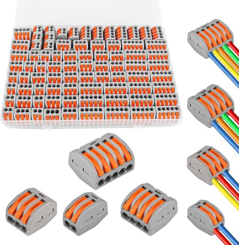 MXTIMWAN 80 Pezzi Morsetti Elettrici, Connettori Molla, 4 mm² Connettori Elettrici Rapidi, Terminali a Collegamento Rapido per Cavi Combinabili Liberamente (4 Modelli)