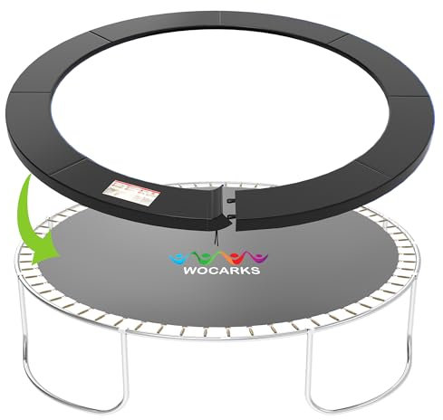 wocarks Trampolin-Pad, 3 m, 3,6 m, 4,3 m, Trampolin-Ersatz-Sicherheitspolster, wasserdicht und reißfest, Sicherheitsfederabdeckung, rundes Rahmenpolster (Schwarz, 3,6 m)