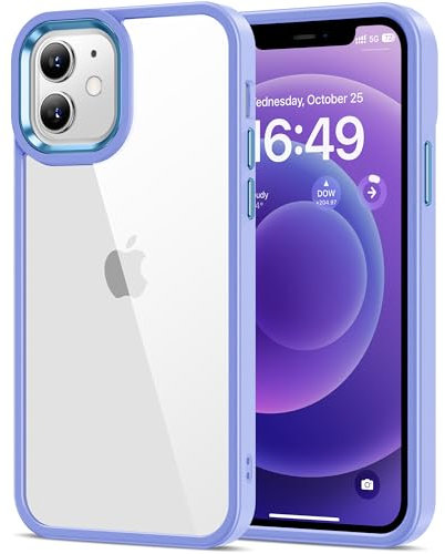 HOOMIL Cover per iPhone 12/iPhone 12 Pro 6,1 Pollici, Custodia Anti-Ingiallimento, Antiurto e Anti-Graffi, Retro Rigida Trasparente - Viola Chiaro