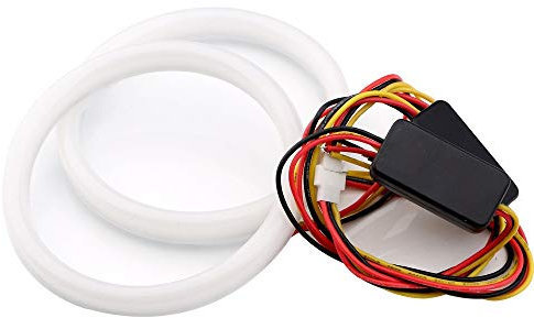 Angel Eyes,Angel Eye Halo 2 stücke auto engel augen 60mm 70mm 80mm 90mm 95mm 100mm 110mm 120mm auto halo ringe baumwolle beleuchtung 12 v scheinwerfer 4014 smd weiß + gelb(95MM)