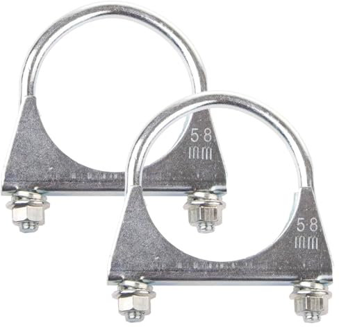2 Pcs 58mm Exhaust Clamp, Heavy Duty Exhaust Clamps U Clamps, Special Clamp for Exhaust Pipe U-Shaped Galvanized Pipe Clamp, Exhaust U Bolts for 58mm Diameter Exhaust Tail Pipe Clamps