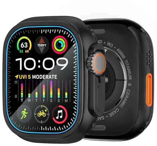 Custodie in metallo e protezioni dello schermo per Apple Watch 49mm Ultra 1 e Ultra 2 (nero)