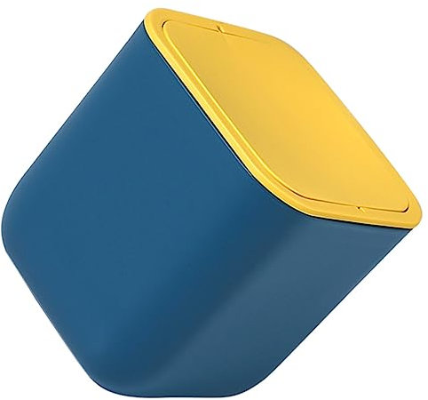 KOMBIUDA Mini-mülleimer aus Kunststoff für Schreibtisch Tischabfalleimer mit Schwingdeckel Plastik-papierkorb als Müllbehälter Kompakter Abfalleimer für Küche und Büro Zufällige Farbe