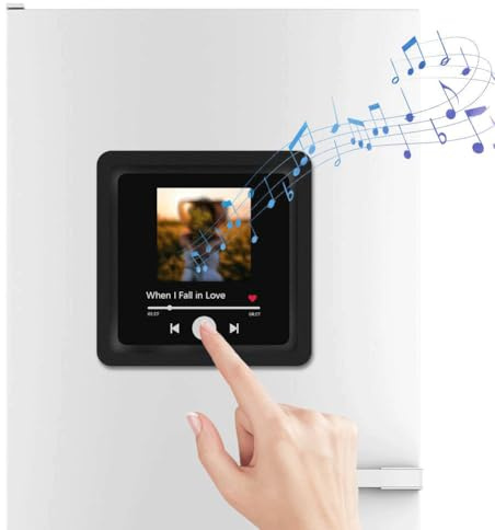 Custom Music Album Fridge Magnet,Personalized Music Refrigerator Magnet with Built-in Music Player & Photo,Customized Music Album Fridge Magnet,Unique Home Decor Gift for Couples Music Lovers ﻿
