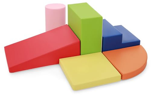 Juego de 6 Bloques de Espuma para Niños: Cuero PU Bloques Psicomotricidad Infantil - Set de Cilindro para Interior Infantil Juego de Trepar y Gatear Regalo para Bebés