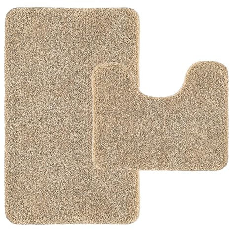 Achiiso Badezimmerteppich,rutschfeste Badematten Set 2 Teilig,Super Absorbierende Badezimmer Teppich,Beige Badvorleger Set,Badvorleger rutschfest Waschbar (Beige,U40x50cm + 50x80cm)