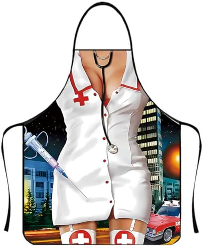 CATOR 1 pcs Lustige Schürze, Damen sexy Grill-Grillschürze, Damen Kochschürze Küchenschürze Lustige Schürze Wasserdichte für Damen Geschenk für Party Costume Grill (Damen Doktor)