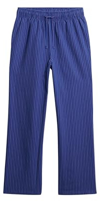 Superdry Damen Gestreifte Hose aus Bio-Baumwolle mit Elastikbund Pimlico Marineblau Gestreift 36