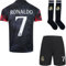BlackAzat Madrid Ronaldo #7 Drachen Limitierte Sonderedition Football Fußball Kinder Trikot Shorts Socken Set Jugendgrößen (Schwarz,26)