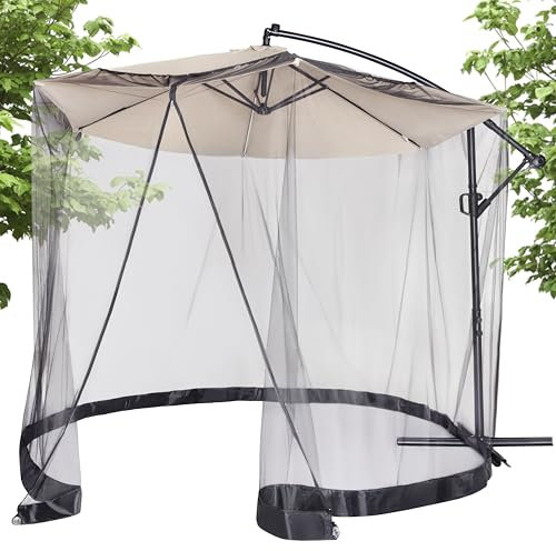 ONVAYA® Insektenschutznetz für den Sonnenschirm ǀ für viele Schirmtypen geeignet ǀ atmungsaktiv und lichtdurchlässig ǀ einfache Anbringung ǀ Moskitonetz für Sonnenschirme