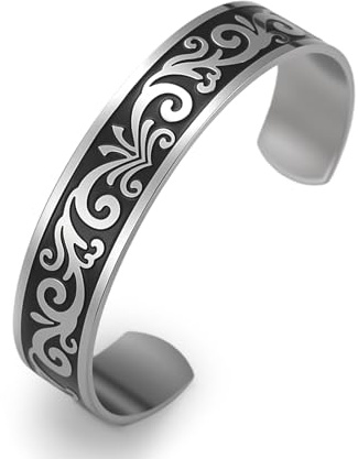 Dreamtimes Baum des Lebens Armband Akanthus Manschettenarmband für Frauen Männer Edelstahl Flourish Vine Manschette Armreif Wikingerschmuck (Akanthus)