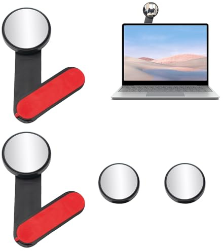 4 Stück Computer Rückspiegel mit 2 Halterungen,Stick on Convex Spiegel Verstellbarer Konvexspiegel Großem Sichtwinkel Für Cubicles Und Schreibtische Persönliche Sicherheit