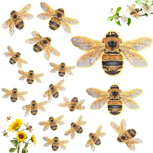 24PCS Bee Wall Stickers, Double Layer Honey Bee Decor in 2 Sizes, Realistic Glitter Bumble Bee Wall Decals with Glue Dot for Home, Bedroom, Nursery, Party, Spring and Summer Window Decorations