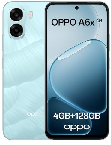 OPPO A6x 4G Android Unlocked Smartphone, 4+128GB, 6.75 120Hz Ultra Bright Display, Ultra-Clear Camera, 6100mAh Battery, 48-month Fluency Protection, Snapdragon 685, IP64 Water Resistance, Ice Blue