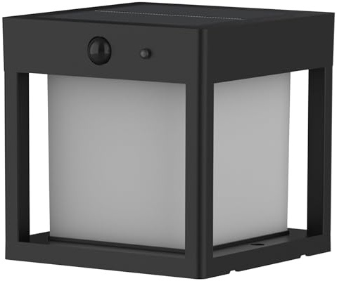 PILARO BLACK Wegeleuchte, quadratisch, mit Bewegungsmelder, LED, warmweiß, 15 cm