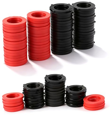 80 PCS Garden Hose Washers Gasket Rubber Seal, Fits All Standard 3/4 Inch Garden Shower Hose, Silicone Outdoor Hoses Fittings with Heavy Duty Red Black Self Locking Tabs for Nozzle Sprayer Connector