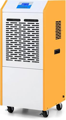 KOMFOTTEU Luftentfeuchter Industrie 90 Liter, Bautrockner mit Pumpe, Ablaufschlauch und Rädern, Automatische Abtauung, 24 Stunden Timer, für bis zu 120m² Keller Garage Bauwagen