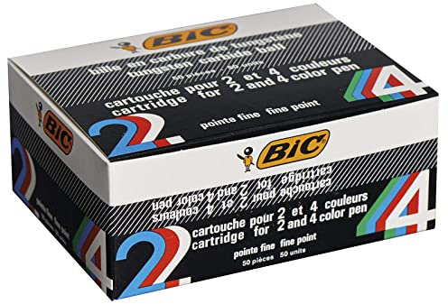 BIC 4 Couleurs Original Fine Recharges Stylo-Bille Pointe Fine (0,8 mm) - Bleu, Boîte de 50
