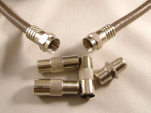 The One Stop Sat Shop ® 20m brown universal satellite & aerial cable extension kit with satellite & coax adaptors and cable clips