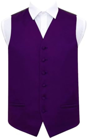 DQT Mens Plain Glossy Satin Classic Waistcoat - Wedding, Business & Formal Suit Vest