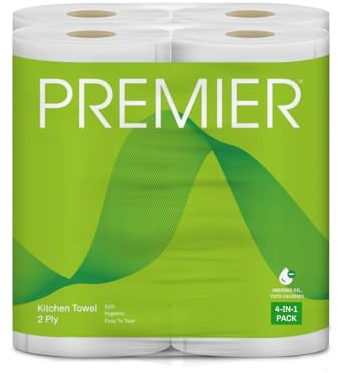 Premier Lot de 4 rouleaux de papier essuie-tout double épaisseur 60 tirages