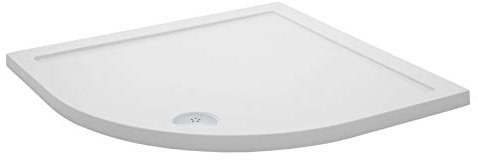 VeeBath Quadrant Shower Tray 800x800mm, Stone Resin Tray for Shower Enclosure, Glass Door Bathroom- White