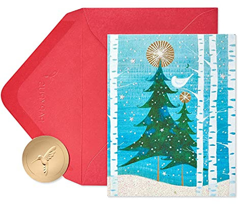 Papyrus Petite Weihnachtskarten in Box mit Umschlägen, Frieden und Glück, Snowbird (20 Stück)